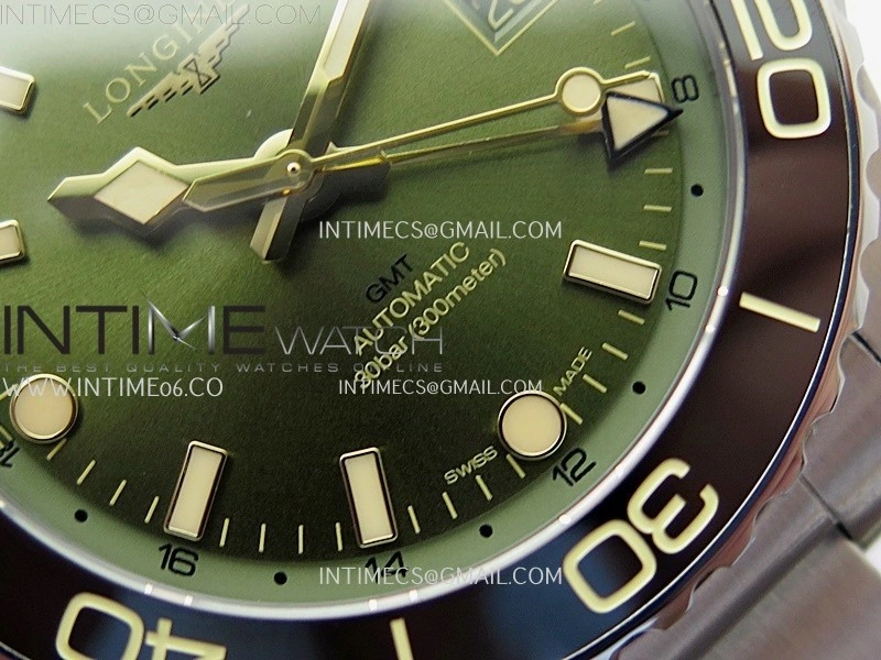 Hydroconquest L3.790.4 43mm SS Green Ceramic Bezel ETC 1:1 Best Edition Green Dial on SS Bracelet A2836